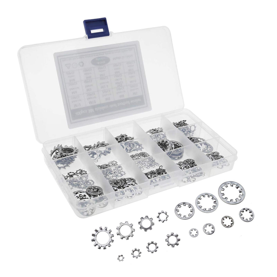 160pcs stainless steel external serrated washer set M3 M4 M5 M6 M8 M10 M12 External Toothed Serrated Lock Washer Shakeproof