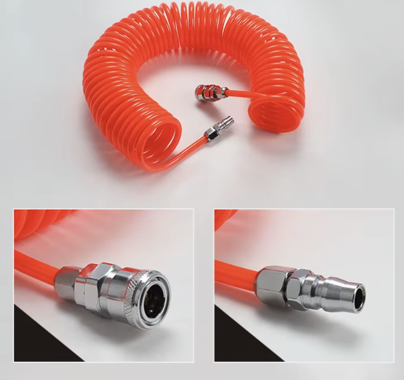 6 m PU Recoil Air Compressor Hose Kit with Quick-Release Fittings