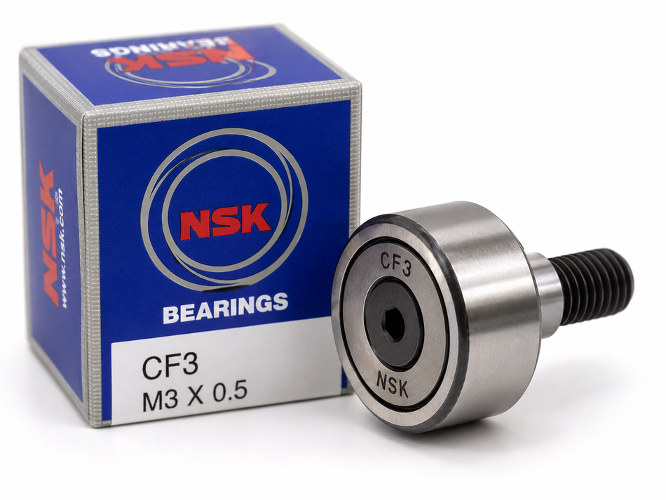NSK CF3 Cam Follower Bearing – Stud Type Needle Roller Track Follower M3 x 0.5