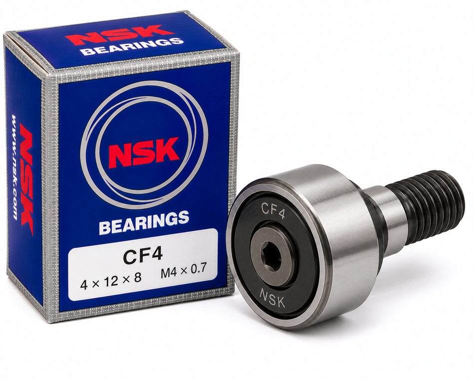 NSK CF4 Cam Follower Bearing – 4 mm Stud, 12 mm Roller OD