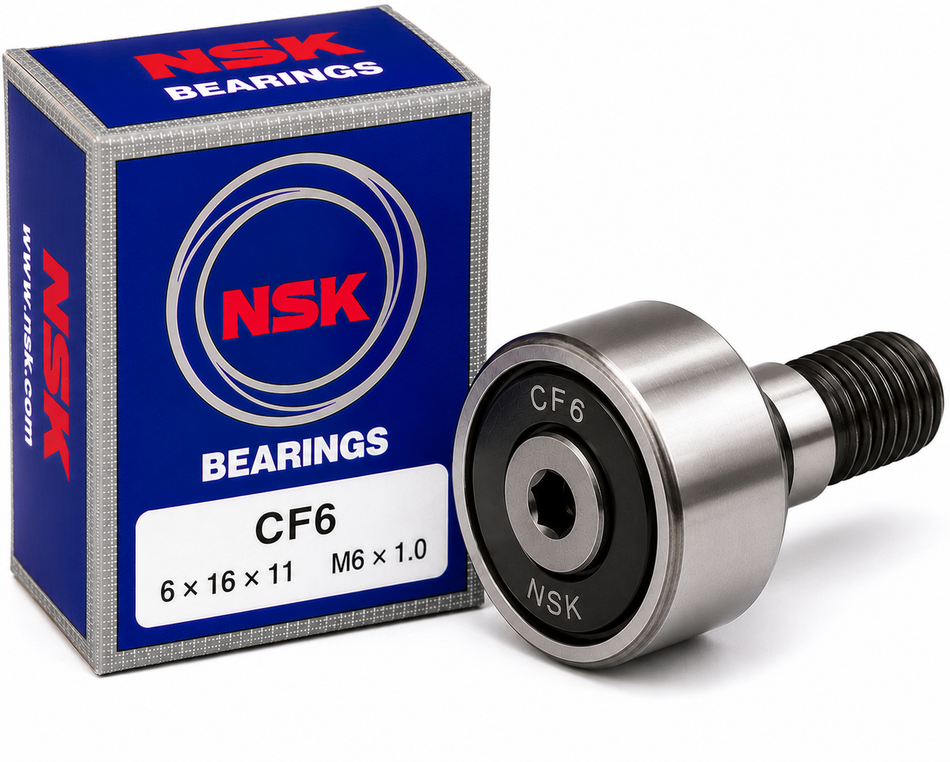 NSK CF6 Cam Follower Bearing – 6 mm Stud, 16 mm Roller OD