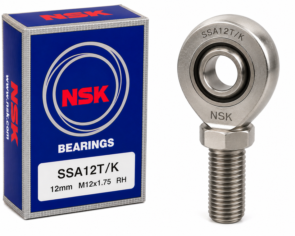 SSA12T/K Stainless Steel Male Rod End Bearing – 12 mm Bore, M12 RH Thread