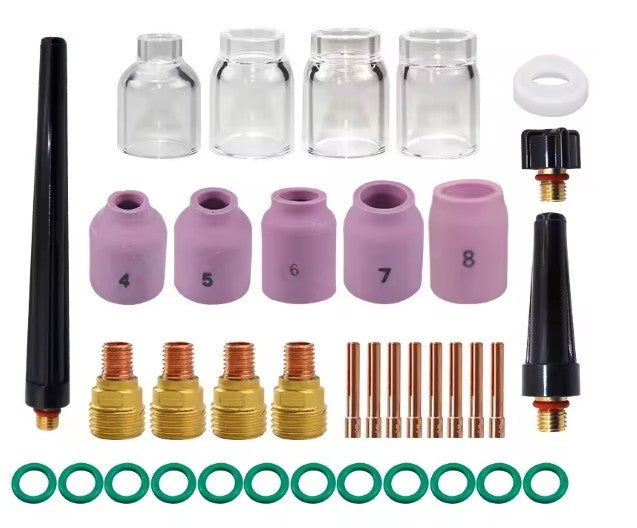 35pcs TIG Stubby Gas Lens #10 Pyrex Glass Cup Spares Kit Durable Practical Accessories For WP9 WP20 WP25 TIG Welding Torch