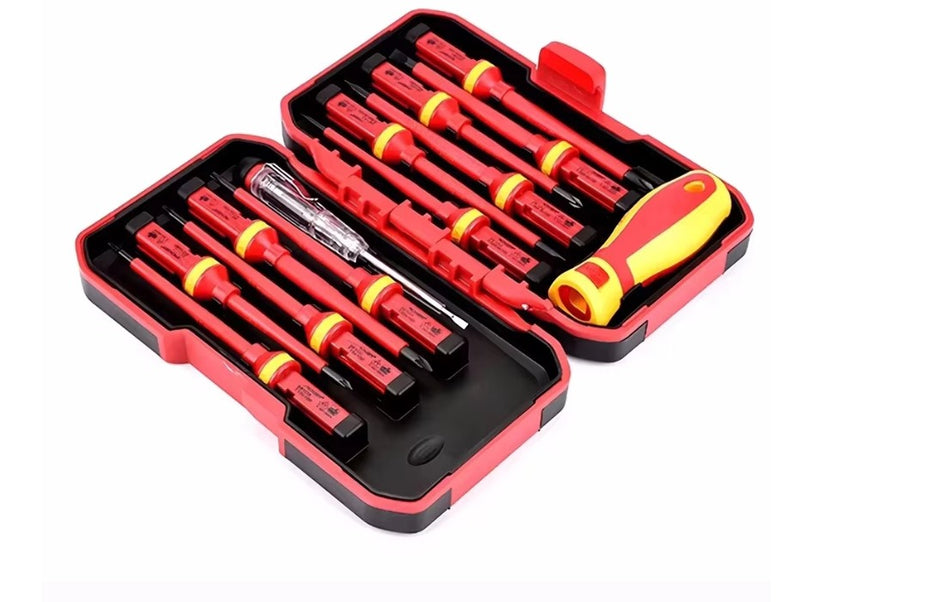 Electrician Repair Tools Kit 13pcs 1000V Changeable Insulated Screwdrivers Set with Magnetic Slotted Bits
