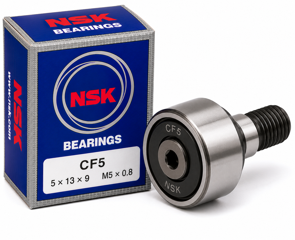 NSK CF5 Cam Follower Bearing – 5 mm Stud, 13 mm Roller OD